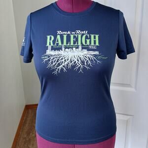 Rock'n'Roll Marathon Raleigh Tee M 4.10.2016 runners T-shirt navy short sleeve